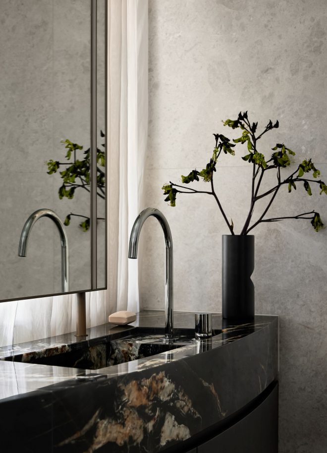 Integrated stone basin